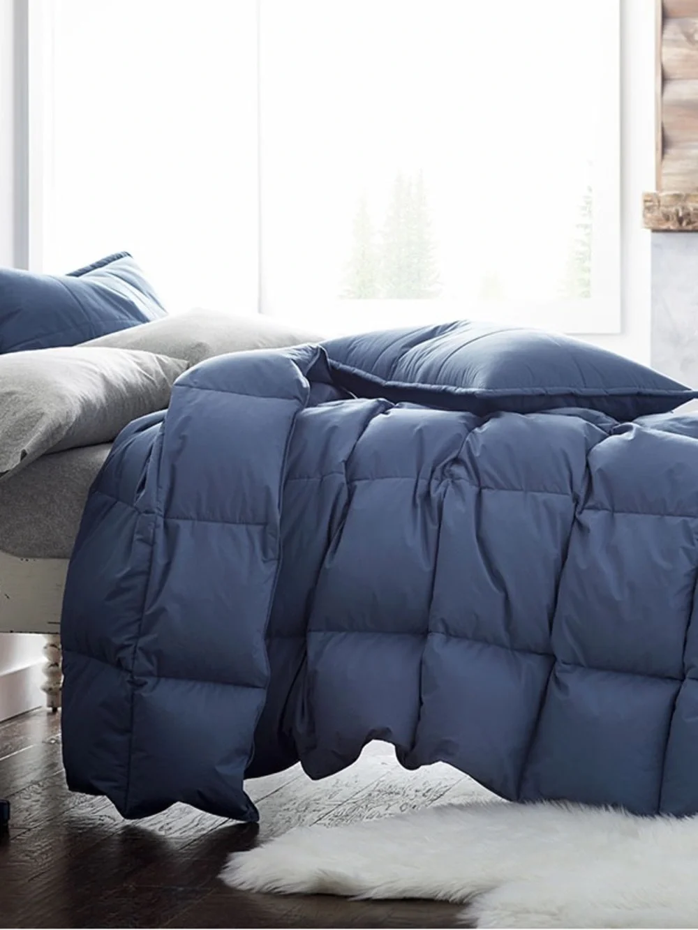 NWT The Company Store LaCrosse Premium Down Comforter Smoke Blue Full/Queen